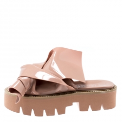 N21 X Kartell Beige PVC Knot Platform Slides Size 36