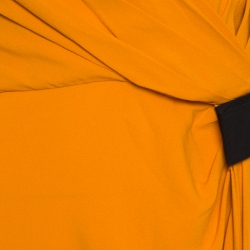 N21 Mustard Yellow Asymmetric Pleat Detail Lace Trim Maxi Dress L