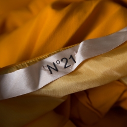 N21 Mustard Yellow Asymmetric Pleat Detail Lace Trim Maxi Dress L