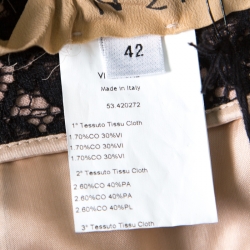 Pre Owned N21 Black and Pink Floral Lace Faux Wrap Mini Skirt M