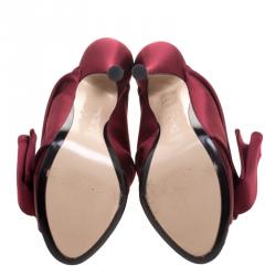 Pre Owned N°21 Burgundy Satin Ronny Pleated Mules Size 39