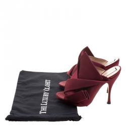 Pre Owned N°21 Burgundy Satin Ronny Pleated Mules Size 39