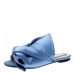 N21 Blue Satin Knot Mules Slide Size 37