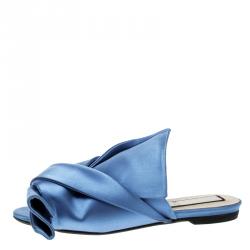 N21 Blue Satin Knot Mules Slide Size 37