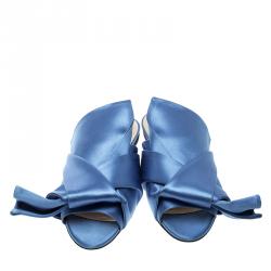N21 Blue Satin Knot Mules Slide Size 37
