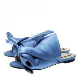 N21 Blue Satin Knot Mules Slide Size 37