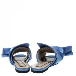 N21 Blue Satin Knot Mules Slide Size 37