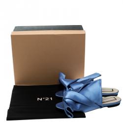 N21 Blue Satin Knot Mules Slide Size 37