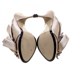 Pre Owned N°21 Blush Pink Satin Ronny Pleated Crystal Embellished Mules Size 41