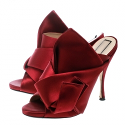 N°21 Burgundy Satin Ronny Pleated Mules Size 39