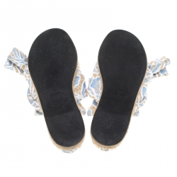 N21 Beige Leather And Blue/White Lace Knot Espadrille Flat Slides Size 39