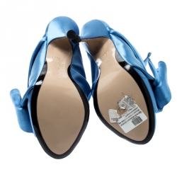 Pre Owned N°21 Blue Satin Ronny Pleated Mules Size 37