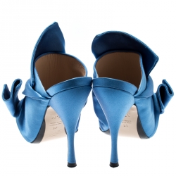 Pre Owned N°21 Blue Satin Ronny Pleated Mules Size 37