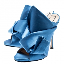 Pre Owned N°21 Blue Satin Ronny Pleated Mules Size 37