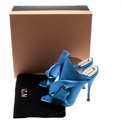 Pre Owned N°21 Blue Satin Ronny Pleated Mules Size 37