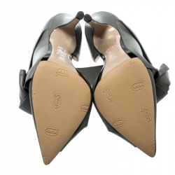 N°21 Grey Leather Tundra Knotted Pointed Toe D'orsay Pumps Size 36