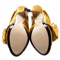 N°21 Mustard Yellow Satin Ronny Pleated Mules Size 37.5