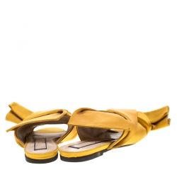 N21 Yellow Satin Knot Flat Mules Size 38