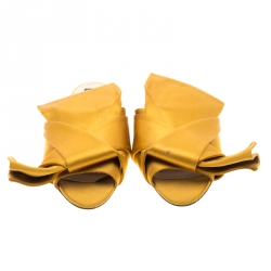 N21 Yellow Satin Knot Flat Mules Size 38