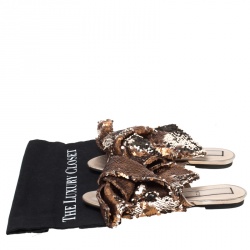 N21 Metallic Bronze Sequin Knotted Flat Slides Size 39