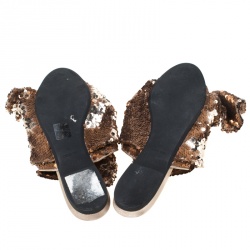 N21 Metallic Bronze Sequin Knotted Flat Slides Size 39