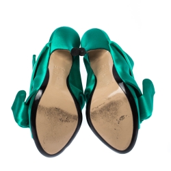 N21 Emerald Green Satin Raso Knot Peep Toe Mules Size 37