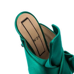 N21 Emerald Green Satin Raso Knot Peep Toe Mules Size 37