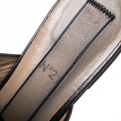 Pre Owned N21 Silver Sequins Knotted Flat Slides Size 38