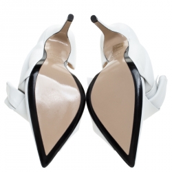 Pre Owned N°21 White Leather Tundra Knotted Pointed Toe D'orsay Pumps Size 41