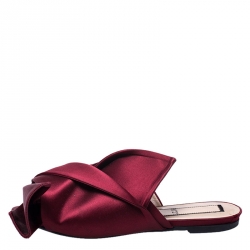 N21 Burgundy Satin Knot Mules Slide Size 39