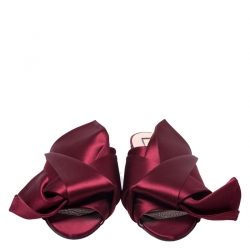 N21 Burgundy Satin Knot Mules Slide Size 39