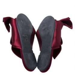 N21 Burgundy Satin Knot Mules Slide Size 39