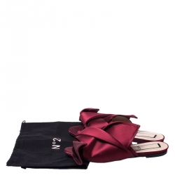 N21 Burgundy Satin Knot Mules Slide Size 39