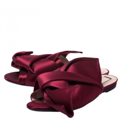 N21 Burgundy Satin Knot Mules Slide Size 39