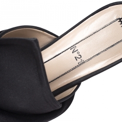 Pre Owned N21 Black Satin Knot Flat Slip On Mules Size 38