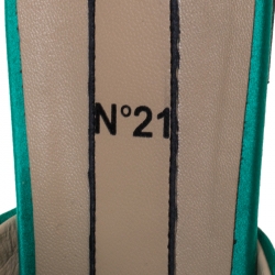 Pre Owned N21 Green Satin Knot Flat Mules Size 42