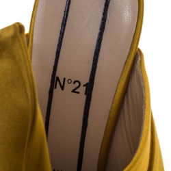 Pre Owned N21 Yellow Satin Raso Knot Peep Toe Mules Size 39