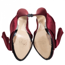 Pre Owned N°21 Burgundy Satin Ronny Pleated Mules Size 41