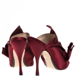 Pre Owned N°21 Burgundy Satin Ronny Pleated Mules Size 41