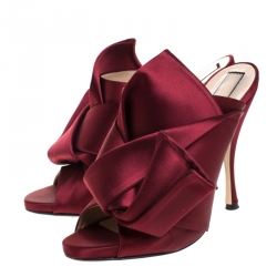 Pre Owned N°21 Burgundy Satin Ronny Pleated Mules Size 41