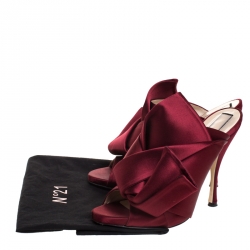 Pre Owned N°21 Burgundy Satin Ronny Pleated Mules Size 41