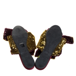 N21 Multicolor Sequin Embellished Knotted Flat Slides Size 40