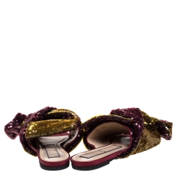 N21 Multicolor Sequin Embellished Knotted Flat Slides Size 40