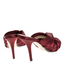 Pre Owned N21 Burgundy Satin Knot Open Toe Sandals Size 42