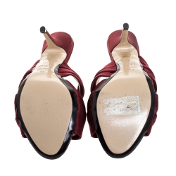 Pre Owned N21 Burgundy Satin Knot Open Toe Sandals Size 42