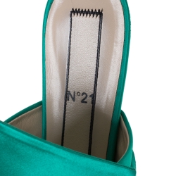 Pre Owned N21 Green Satin Knot Flat Mules Size 39.5