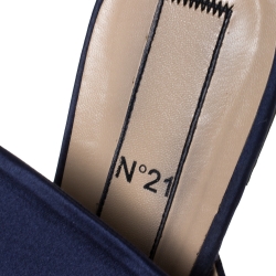 Pre Owned N°21 Blue Satin Knot Flat Mules Size 41