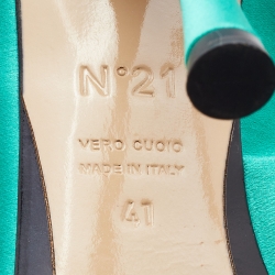 Pre Owned N21 Green Satin Raso Knot Peep Toe Mules Size 41