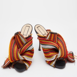 N21 Multicolor Fabric Raso Knot Open Toe Mules Size 41