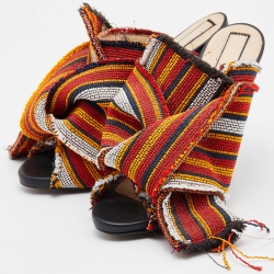 N21 Multicolor Fabric Raso Knot Open Toe Mules Size 41